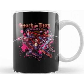 Baskı Dükkanı KB10000 Attack On Titan Eren Levi Mikasa Porselen Kupa Bardak