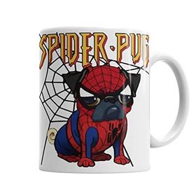 Baskı Dükkanı KB1003 Spider Cat Pug Porselen Kupa Bardak