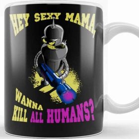 Baskı Dükkanı KB10125 Bender Wanna Kill All Humans Porselen Kupa Bardak