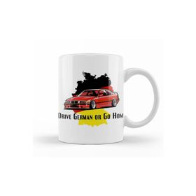 Baskı Dükkanı KB10167 Bmw Drive German Or Go Home Stanced Out E36 Red Porselen Kupa Bardak