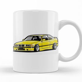 Baskı Dükkanı KB10171 Bmw Stanced Out E36 Yellow Porselen Kupa Bardak