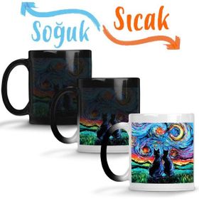 Baskı Dükkanı KB10280 Cat Van Goghs Cats Kedi Porselen Kupa Bardak