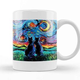 Baskı Dükkanı KB10281 Cat Van Goghs Cats Kedi Porselen Kupa Bardak