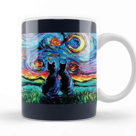 Baskı Dükkanı KB10281 Cat Van Goghs Cats Kedi Porselen Kupa Bardak
