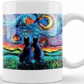 Baskı Dükkanı KB10281 Cat Van Goghs Cats Kedi Porselen Kupa Bardak