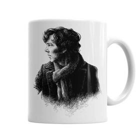 Baskı Dükkanı KB1033 Sherlock Holmes Drawing Porselen Kupa Bardak