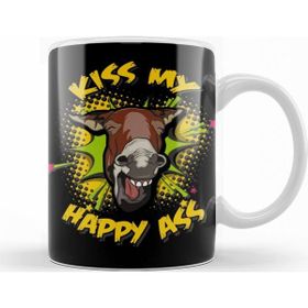 Baskı Dükkanı KB10445 Donkey Jackass Kiss My Happy Ass Porselen Kupa Bardak