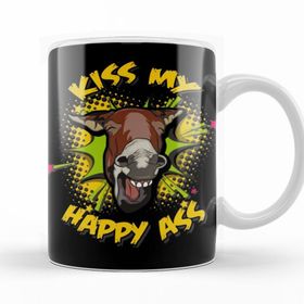 Baskı Dükkanı KB10445 Donkey Jackass Kiss My Happy Ass Porselen Kupa Bardak