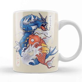 Baskı Dükkanı KB10460 Dragon Koi Fish Evolution Porselen Kupa Bardak