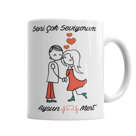 Baskı Dükkanı KB1049 Seni Çok Seviyorum Porselen Kupa Bardak