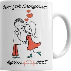 Baskı Dükkanı KB1049 Seni Çok Seviyorum Porselen Kupa Bardak