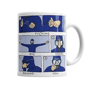 Baskı Dükkanı KB1054 Scuba Big Shark Balıkadam Porselen Kupa Bardak