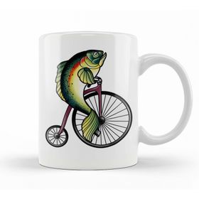 Baskı Dükkanı KB10556 Feminism Fish Without A Bicycle Balık Porselen Kupa Bardak