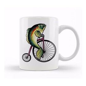 Baskı Dükkanı KB10556 Feminism Fish Without A Bicycle Balık Porselen Kupa Bardak