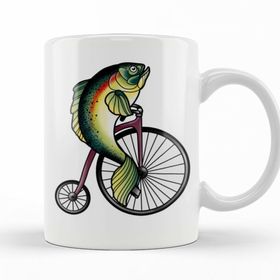 Baskı Dükkanı KB10556 Feminism Fish Without A Bicycle Balık Porselen Kupa Bardak