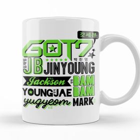 Baskı Dükkanı KB10677 Got 7 Font Collage Porselen Kupa Bardak
