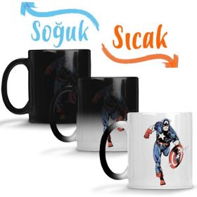 Baskı Dükkanı KB107 Captain America Splash Art Porselen Kupa Bardak