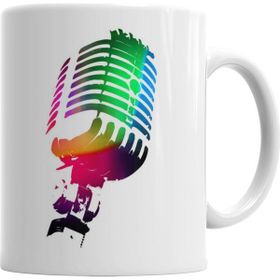 Baskı Dükkanı KB1081 Renkli Mikrofon Müzik Porselen Kupa Bardak
