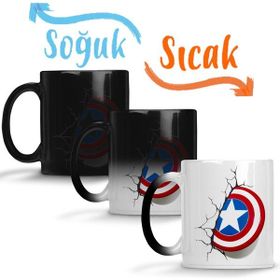 Baskı Dükkanı KB109 Captain America Shield Porselen Kupa Bardak