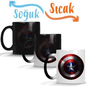 Baskı Dükkanı KB109 Captain America Shield Porselen Kupa Bardak