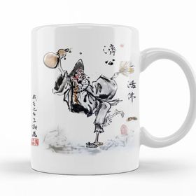 Baskı Dükkanı KB10921 Jigong Buddha The Mad Monk Dancing Porselen Kupa Bardak