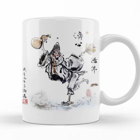 Baskı Dükkanı KB10921 Jigong Buddha The Mad Monk Dancing Porselen Kupa Bardak