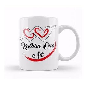 Baskı Dükkanı KB10968 Kalbim Ona Ait Porselen Kupa Bardak