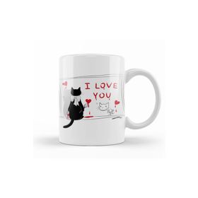 Baskı Dükkanı KB10999 Kedi Cat Love Porselen Kupa Bardak