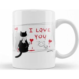 Baskı Dükkanı KB10999 Kedi Cat Love Porselen Kupa Bardak