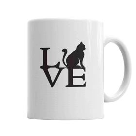 Baskı Dükkanı KB10999 Kedi Cat Love Porselen Kupa Bardak