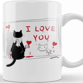 Baskı Dükkanı KB10999 Kedi Cat Love Porselen Kupa Bardak