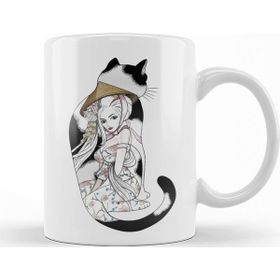 Baskı Dükkanı KB11000 Kedi Geisha Cat Porselen Kupa Bardak