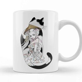 Baskı Dükkanı KB11000 Kedi Geisha Cat Porselen Kupa Bardak