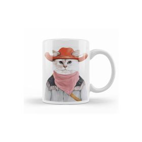Baskı Dükkanı KB11001 Kedi Rodeo Cat Porselen Kupa Bardak