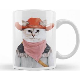 Baskı Dükkanı KB11001 Kedi Rodeo Cat Porselen Kupa Bardak