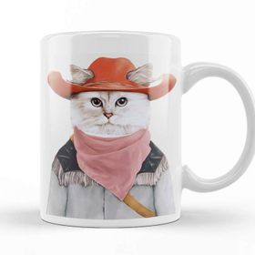 Baskı Dükkanı KB11001 Kedi Rodeo Cat Porselen Kupa Bardak