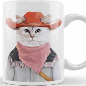 Baskı Dükkanı KB11001 Kedi Rodeo Cat Porselen Kupa Bardak