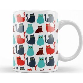 Baskı Dükkanı KB11002 Kediler Cat Pattern Porselen Kupa Bardak