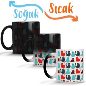 Baskı Dükkanı KB11002 Kediler Cat Pattern Porselen Kupa Bardak