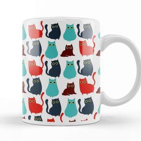 Baskı Dükkanı KB11002 Kediler Cat Pattern Porselen Kupa Bardak