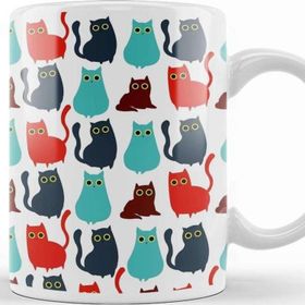 Baskı Dükkanı KB11002 Kediler Cat Pattern Porselen Kupa Bardak