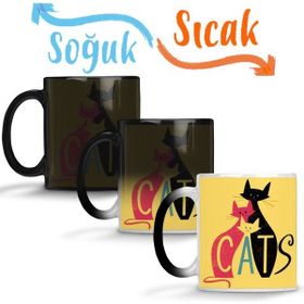 Baskı Dükkanı KB11003 Kediler Cats Cats Cats Graphic Porselen Kupa Bardak