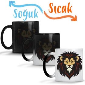 Baskı Dükkanı KB11111 Lion Head Mascot Logo Porselen Kupa Bardak
