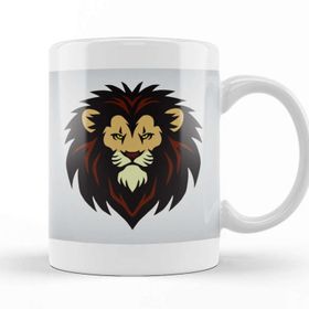 Baskı Dükkanı KB11111 Lion Head Mascot Logo Porselen Kupa Bardak