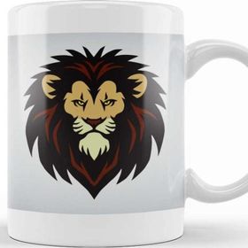 Baskı Dükkanı KB11111 Lion Head Mascot Logo Porselen Kupa Bardak