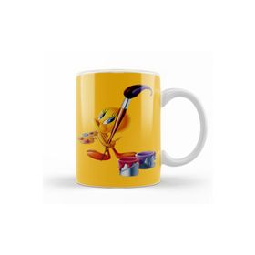 Baskı Dükkanı KB11147 Looney Tunes Tweety Painting Porselen Kupa Bardak