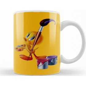Baskı Dükkanı KB11147 Looney Tunes Tweety Painting Porselen Kupa Bardak