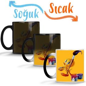 Baskı Dükkanı KB11147 Looney Tunes Tweety Painting Porselen Kupa Bardak