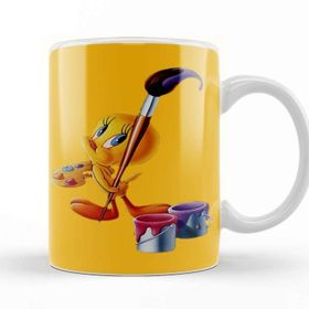 Baskı Dükkanı KB11147 Looney Tunes Tweety Painting Porselen Kupa Bardak