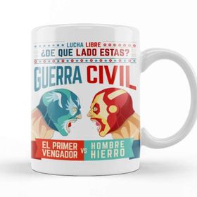 Baskı Dükkanı KB11163 Lucha Libre Cap Ve Iron Man Porselen Kupa Bardak